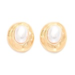 Wholesale hammered Metal Pearl Post Drop Earrings L