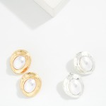 Wholesale hammered Metal Pearl Post Drop Earrings L
