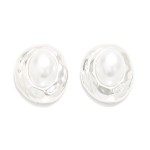 Wholesale hammered Metal Pearl Post Drop Earrings L