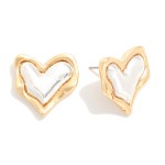 Wholesale large Wavy Metal Heart Stud Earrings L