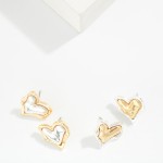 Wholesale large Wavy Metal Heart Stud Earrings L