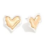 Wholesale large Wavy Metal Heart Stud Earrings L