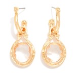 Wholesale metal Hoop Earring Glass Crystal Dangle Detail L