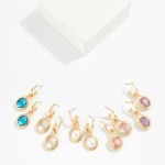 Wholesale metal Hoop Earring Glass Crystal Dangle Detail L