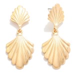 Wholesale linked Metal Ribbed Fan Post Drop Earrings L