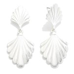 Wholesale linked Metal Ribbed Fan Post Drop Earrings L