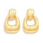Wholesale textured Metal Door Knocker Rectangular Hoop Drop Earrings L Gold Dipp