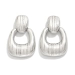 Wholesale textured Metal Door Knocker Rectangular Hoop Drop Earrings L Gold Dipp