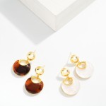 Wholesale metal Link Circle Drop Earring Circular Marble Stone D Gold Dipped Bra