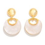 Wholesale metal Link Circle Drop Earring Circular Marble Stone D Gold Dipped Bra