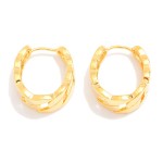 Wholesale metal Chain Link Oval Huggie Hoop Drop Earrings D Gold Dipped Brass Ba