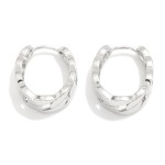 Wholesale metal Chain Link Oval Huggie Hoop Drop Earrings D Gold Dipped Brass Ba