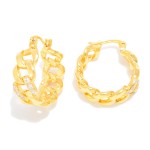 Wholesale metal Chain Link Huggie Hoop Drop Earrings Cubic Zirconia D Gold Dippe