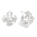 Wholesale metal Plus Cross Earring Cubic Zirconia D Gold Dipped Brass Base Hypoa
