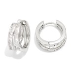 Wholesale layered Metal Huggie Hoop Drop Earring Cubic Zirconia L Gold Dipped Br