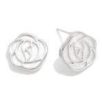 Wholesale metal Pearlescent Rose Stud Earring D Gold Dipped Brass Base Hypoaller
