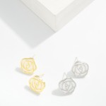 Wholesale metal Pearlescent Rose Stud Earring D Gold Dipped Brass Base Hypoaller