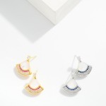 Wholesale metal Fan Drop Earring Pearl Cubic Zirconia D Gold Dipped Brass Base H