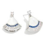 Wholesale metal Fan Drop Earring Pearl Cubic Zirconia D Gold Dipped Brass Base H