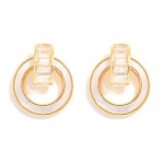 Wholesale metal Pearlescent Door Knocker Drop Earrings Cubic Zirconia D Gold Dip