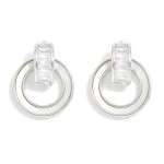 Wholesale metal Pearlescent Door Knocker Drop Earrings Cubic Zirconia D Gold Dip