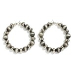 Wholesale metal Beaded Hoop Drop Earrings Brushed Metal Beads D