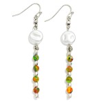 Wholesale chain Link Metal Drop Earring Stones Metal Tones Pearls L