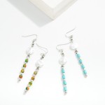 Wholesale chain Link Metal Drop Earring Stones Metal Tones Pearls L