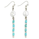 Wholesale chain Link Metal Drop Earring Stones Metal Tones Pearls L