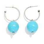 Wholesale linked Metal Hoop Western Ribbed Metal Earring Stone Detail L