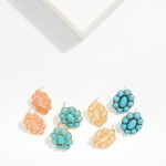 Wholesale metal Flower Post Drop Earring Studded Stone L