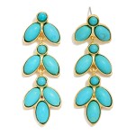 Wholesale linked Metal Drop Western Earring Stone Turquoise Accents L