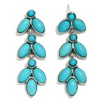 Wholesale linked Metal Drop Western Earring Stone Turquoise Accents L