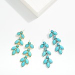 Wholesale linked Metal Drop Western Earring Stone Turquoise Accents L