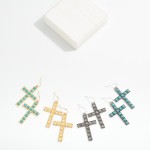 Wholesale stone Studded Cross Drop Earrings L