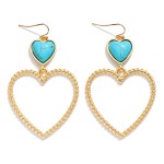 Wholesale linked Turquoise Heart Twisted Heart Hoop Drop Earring L