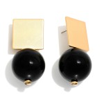 Wholesale metal Marbled Acetate Bead Squared Metal Post Drop Earring L