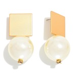 Wholesale metal Marbled Acetate Bead Squared Metal Post Drop Earring L