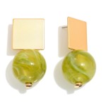 Wholesale metal Marbled Acetate Bead Squared Metal Post Drop Earring L