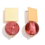 Wholesale metal Marbled Acetate Bead Squared Metal Post Drop Earring L
