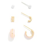 Wholesale do Everything Love Set Three Hoop Pearl Stud Earrings L
