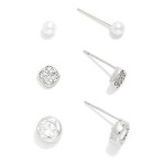 Wholesale set Three Stud Earrings Pearls Rhinestones D