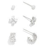 Wholesale do Everything Love Set Three Rhinestone Pearl Stud Hoop Earrings L