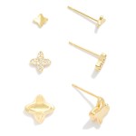 Wholesale do Everything Love Metal Rhinestone Clover Stud Earrings L