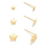 Wholesale set Three Metal Star Stud Earrings D