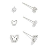 Wholesale do Everything Love Set Three Pearlescent Butterfly Rhinestone Stud Ear