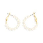 Wholesale pearl Beaded Huggie Hoop Drop Earring L