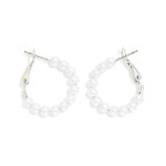 Wholesale pearl Beaded Huggie Hoop Drop Earring L