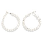 Wholesale metal Beaded Huggie Hoop Drop Earring D