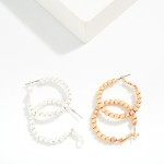 Wholesale metal Beaded Huggie Hoop Drop Earring D